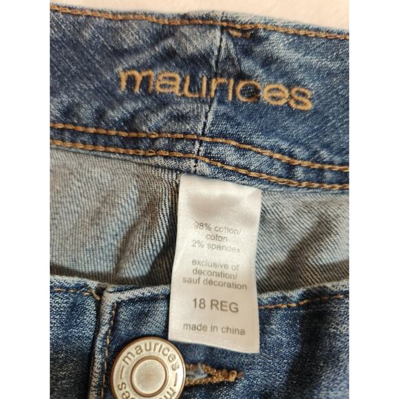 Maurices Curvy Bootcut Jeans Womens 18 Regular 38 X 32 Blue Whiskers Y2k - Picture 11 of 11